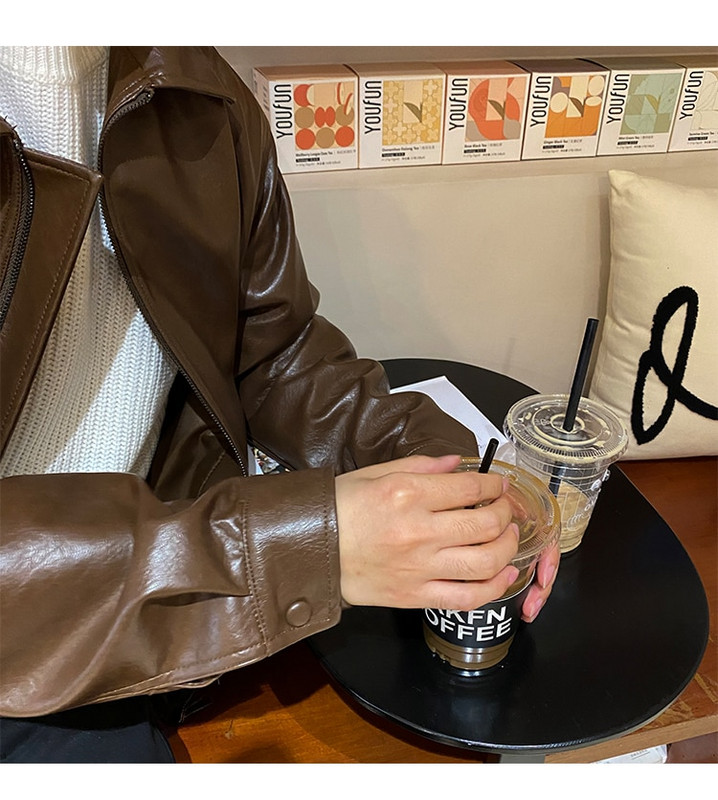 IEFB muška odjeća Jesenski novi kaput prekomjerne veličine Korejski trend Labava ležerna PU kožna jakna Kaput Muška odjeća s patentnim zatvaračem na rever 9Y4382