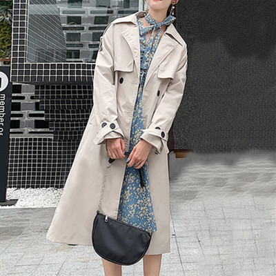 Brīva, retro stila, divrindu melna haki krāsas vējjaka sievietēm