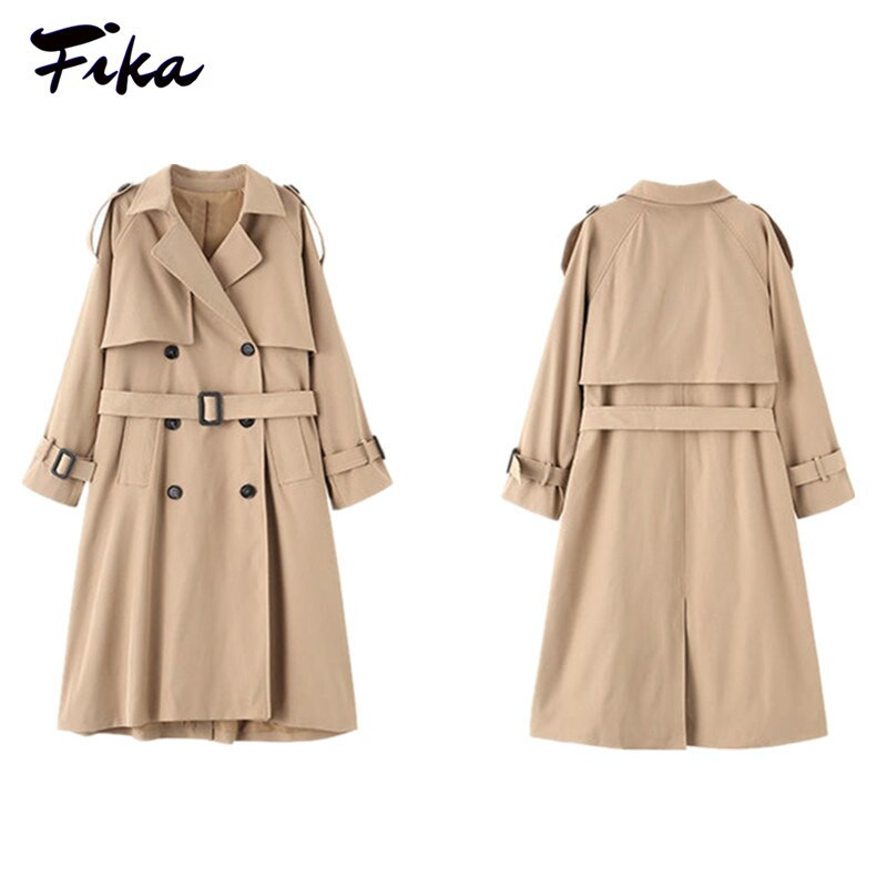 Brīva, retro stila, divrindu melna haki krāsas vējjaka sievietēm