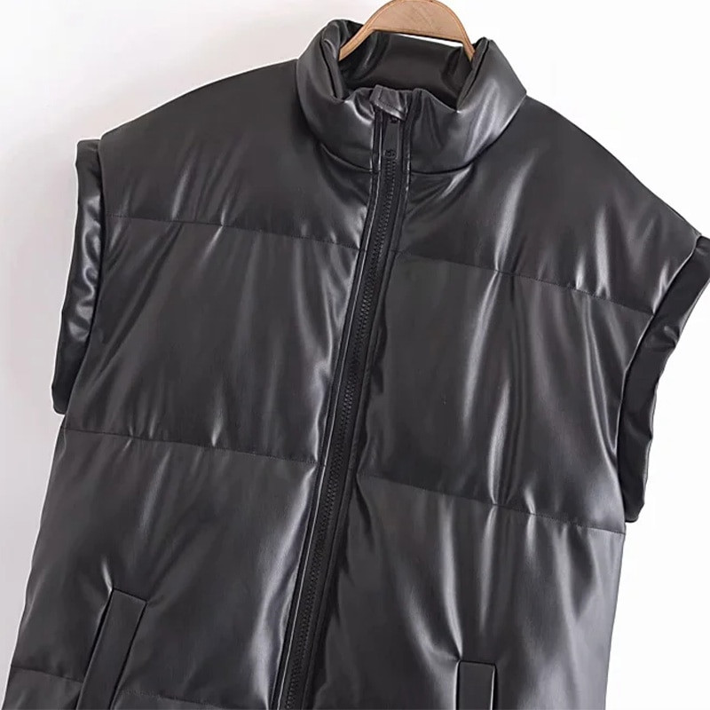 Γυναικεία PU γιλέκα μπουφάν ψεύτικο δερμάτινο γιλέκο Streetwear Παλτό Γυναικεία μαύρα ρούχα Γυναικεία αμάνικα παλτό Γυναικείο μπουφάν