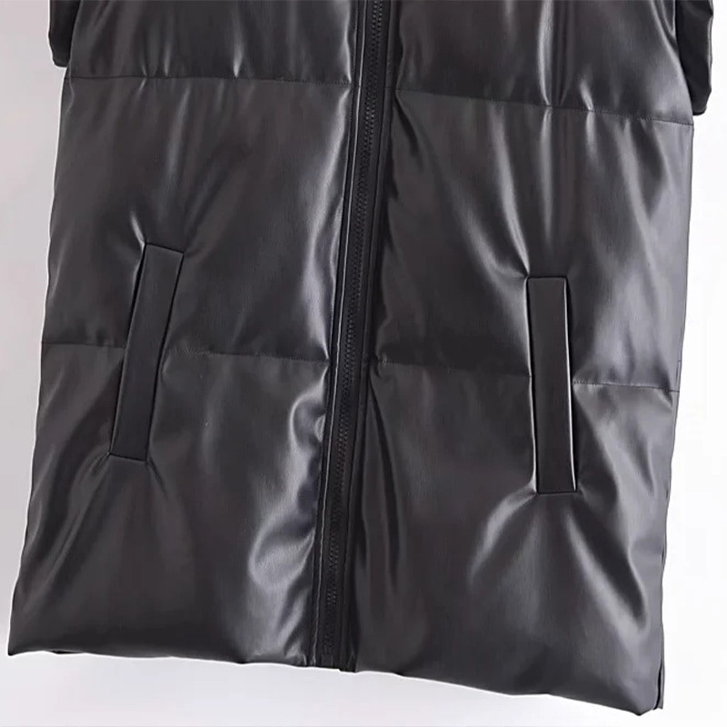 Γυναικεία PU γιλέκα μπουφάν ψεύτικο δερμάτινο γιλέκο Streetwear Παλτό Γυναικεία μαύρα ρούχα Γυναικεία αμάνικα παλτό Γυναικείο μπουφάν