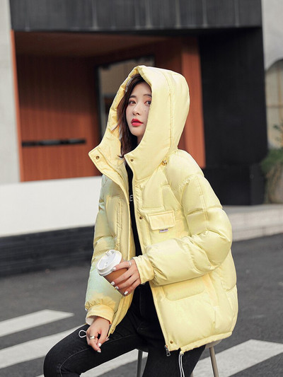 Vielleicht Jauna 2022. gada sieviešu īsā jaka Ziemas bieza ar kapuci, kokvilnas polsterēti mēteļi sievietēm, korejiešu vaļīgi puferi parkas sievietēm, liela izmēra