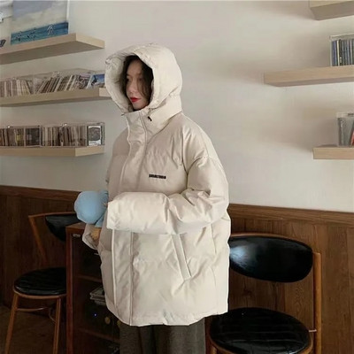 Κορεάτικο πουπουλένιο τζάκετ Γυναικείο Χοντρό Χειμώνα Ζεστό Παλτό 2022 Νέο Χαλαρό Παλτό Ψωμί με κουκούλα Χειμερινό Μπουφάν Μασίφ