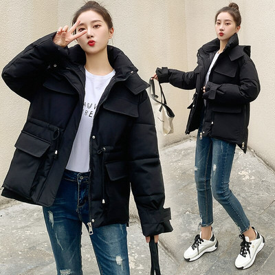 2022. Zimske parke u safari stilu Ženske donje pamučne podstavljene jakne s kapuljačom Široke majice Studenti Debela topla gornja odjeća na vuču JH663