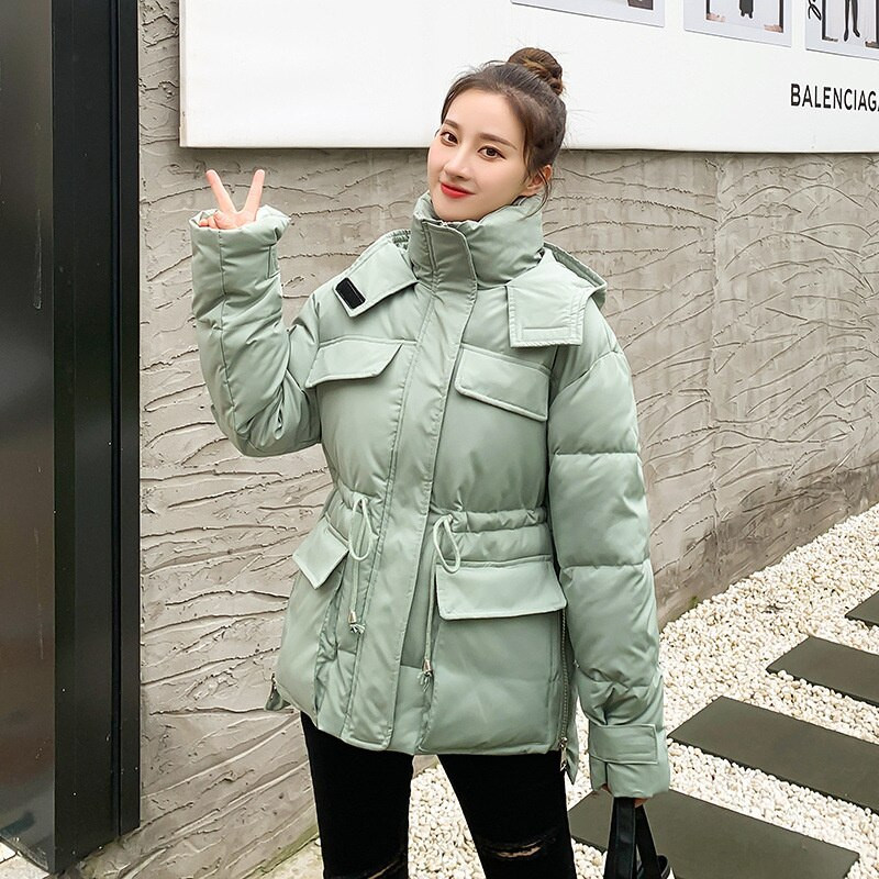 2022. gada Safari stila ziemas parki Sieviešu dūnu kokvilnas polsterētas jakas ar kapuci, brīvi topi studentiem, biezi, silti, savilkami virsdrēbes JH663