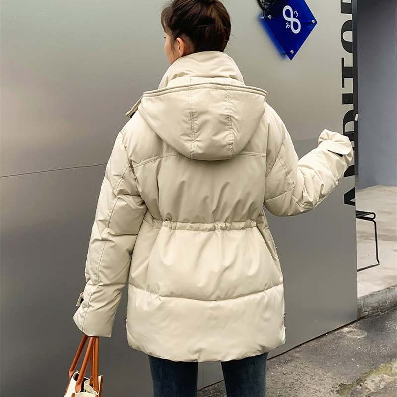 2022. gada Safari stila ziemas parki Sieviešu dūnu kokvilnas polsterētas jakas ar kapuci, brīvi topi studentiem, biezi, silti, savilkami virsdrēbes JH663