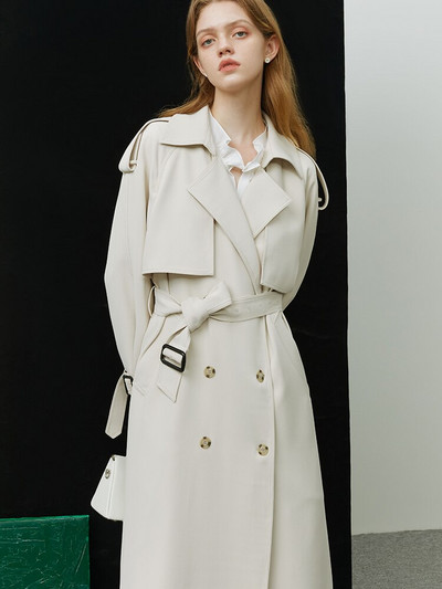 FSLE Hepburn Style Britu ikdienas sieviešu mēteļi 2022. gada rudens, jauns piepilsētas biroja dāmas brīvs mētelis sievietēm, vidēja garuma tranšeja