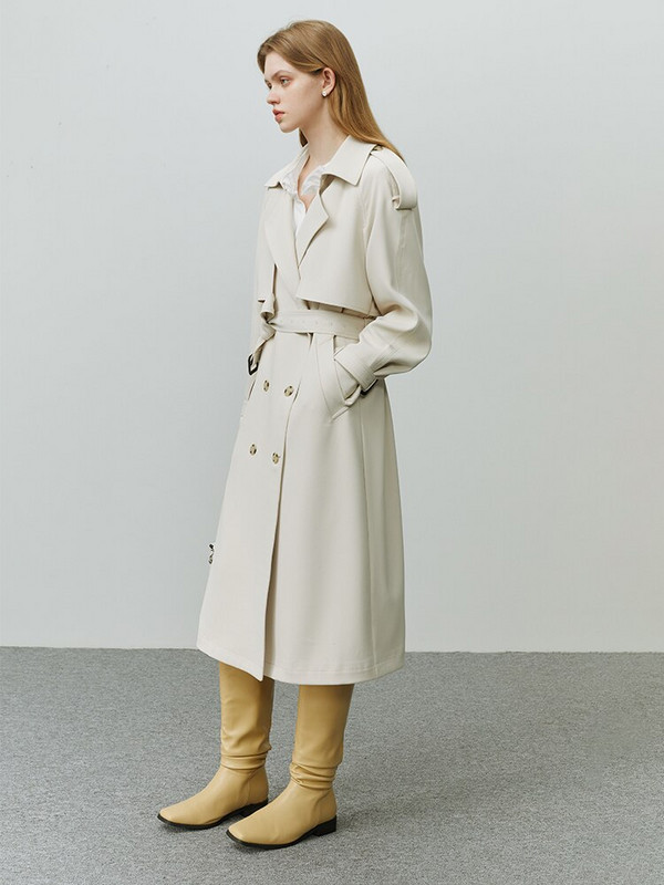 FSLE Hepburn Style Britu ikdienas sieviešu mēteļi 2022. gada rudens, jauns piepilsētas biroja dāmas brīvs mētelis sievietēm, vidēja garuma tranšeja