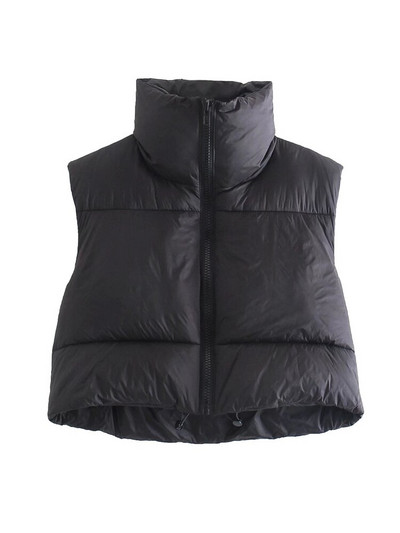 2022 Casual Γυναικείο Μαύρο Χαλαρό Κοντό Γιλέκο Γυναικείο Μόδα Υπερμεγέθη μονόχρωμο τανκ Γυναικείο Basic Ζεστό αμάνικο μπουφάν