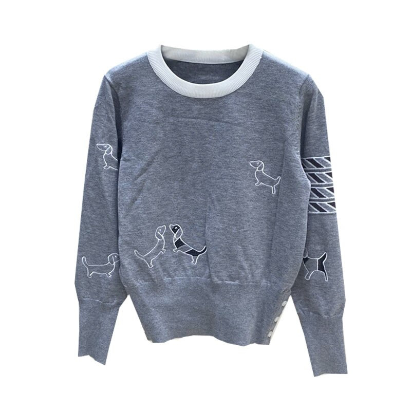 TB THOM 2022. gada jaunā koledžas stila suņu žakarda apkakles krāsas kontrasta džemperi ar garām piedurknēm.