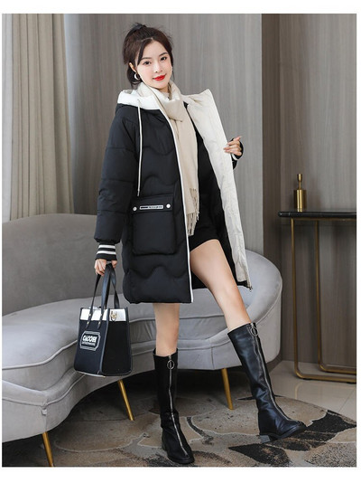 Μπουφάν πουπουλένιο βαμβακερό γυναικείο πάρκα 2022 Νέα χειμωνιάτικη κουκούλα βαμβακερή βαμβακερή παλτό Κορεατική φαρδιά ζεστό παχύρρευστο παλτό αντιανεμικό πανωφόρι