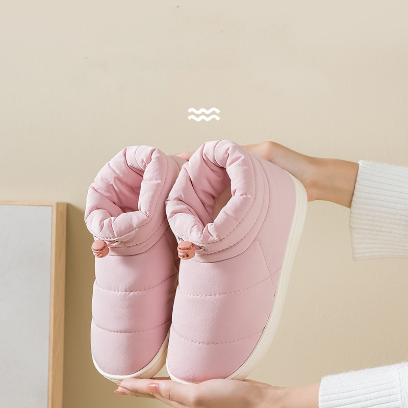 Ziemas sieviešu vīriešu zābaki ūdensizturīgi silti plīša potīte sieviešu sniega zābaki bieza platforma unisex iekštelpu apavi Neslīdoši kokvilnas apavi