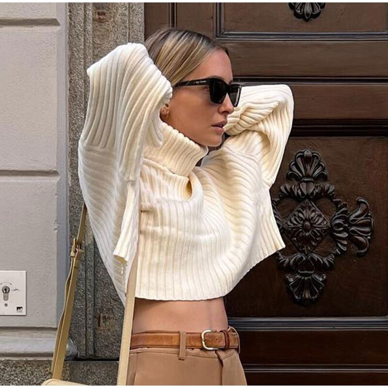 Rudens trikotāžas silti džemperi ar bruņurupuču apkakli Sievietēm ziemas zili ikdienišķi, brīvām piedurknēm sieviešu puloveri, džemperi ar garām piedurknēm