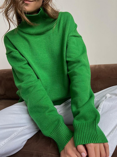 2022. gada sieviešu retro stila trikotāžas korejiešu modes ielas apģērbs ar garām piedurknēm, džemperis, melns liela izmēra džemperis