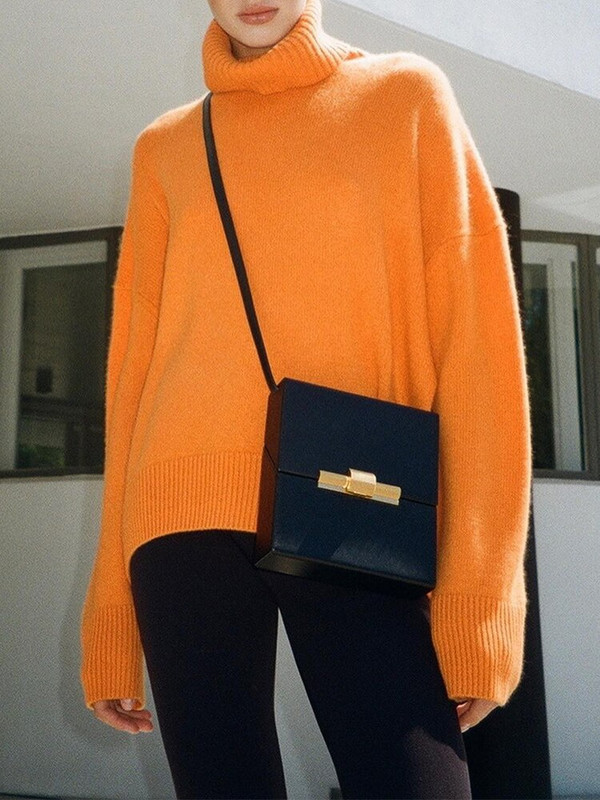 2022. gada sieviešu retro stila trikotāžas korejiešu modes ielas apģērbs ar garām piedurknēm, džemperis, melns liela izmēra džemperis