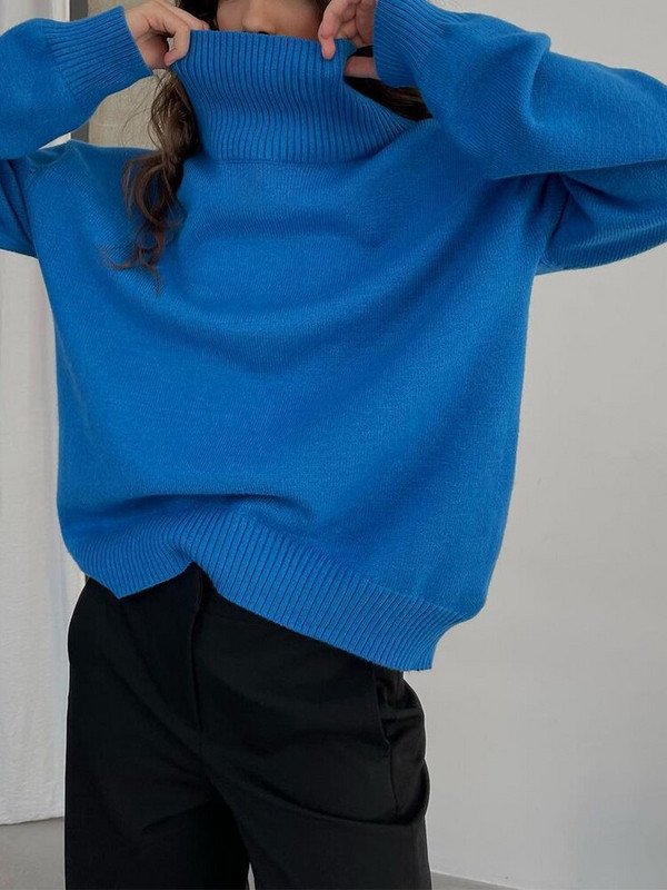 2022. gada sieviešu retro stila trikotāžas korejiešu modes ielas apģērbs ar garām piedurknēm, džemperis, melns liela izmēra džemperis