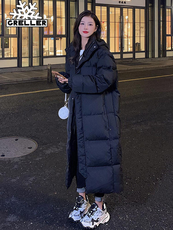 GRELLER 2022 jauns vienkrāsains, taisns ziemas mētelis ikdienas sieviešu parka apģērbs ar kapuci Stilīga ziemas jaka sieviešu virsdrēbes
