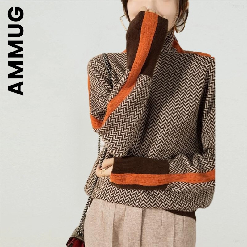 Ammug Jauns trikotāžas sieviešu džemperi Puloveri Džemperi Sieviešu Mīksts Populārs Top sieviešu Pulovers Sieviešu atpūtai