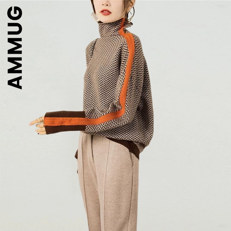 Ammug Jauns trikotāžas sieviešu džemperi Puloveri Džemperi Sieviešu Mīksts Populārs Top sieviešu Pulovers Sieviešu atpūtai