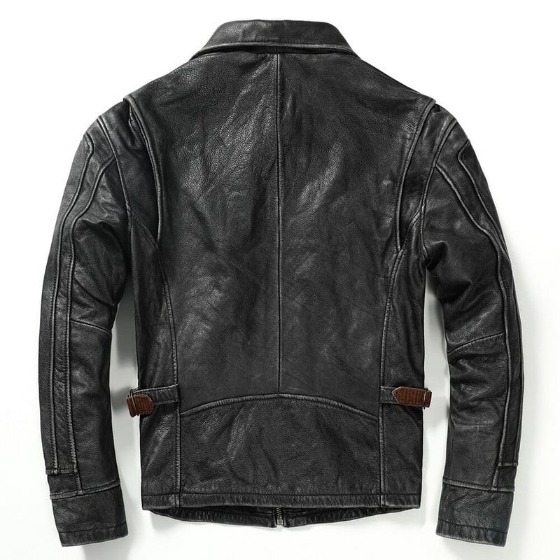 Jachetă de piele vintage pentru bărbați, groasă, 100% piele de vacă naturală, haină motociclist, iarnă, îmbrăcăminte pentru bărbați din piele naturală, 3 culori M100