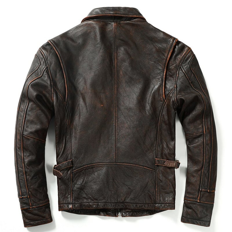 Jachetă de piele vintage pentru bărbați, groasă, 100% piele de vacă naturală, haină motociclist, iarnă, îmbrăcăminte pentru bărbați din piele naturală, 3 culori M100