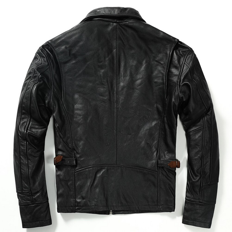 Jachetă de piele vintage pentru bărbați, groasă, 100% piele de vacă naturală, haină motociclist, iarnă, îmbrăcăminte pentru bărbați din piele naturală, 3 culori M100