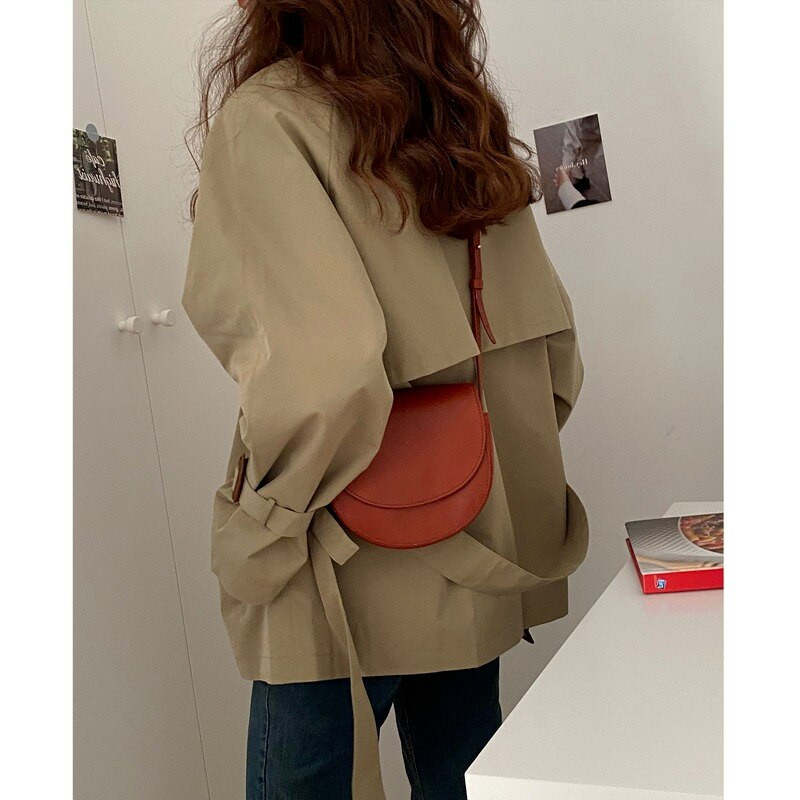 Κοντή τράμπα σε στυλ Αγγλίας με ζώνη Γυναικεία μόδα πέτο Διπλό σλέιζερ Άνοιξη φθινόπωρο μονόχρωμα πέτο Κομψό λεπτό παλτό