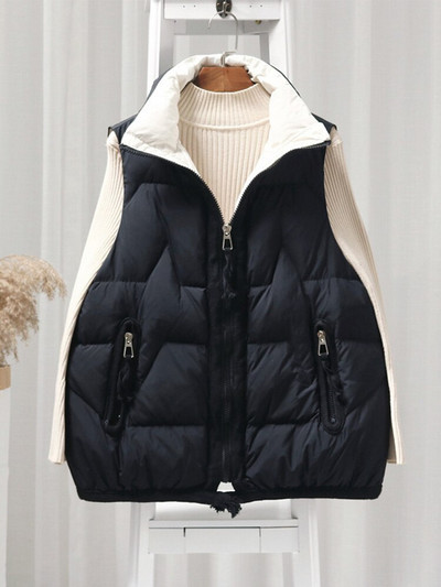 Lagabogy 2022. gada jauns sieviešu ziemas mētelis bez piedurknēm, balts, pīles dūnu veste, ikdienas silta, īsa pufīga veste, vēja necaurlaidīga sieviešu veste