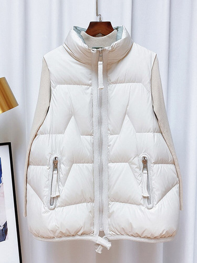 Lagabogy 2022. gada jauns sieviešu ziemas mētelis bez piedurknēm, balts, pīles dūnu veste, ikdienas silta, īsa pufīga veste, vēja necaurlaidīga sieviešu veste