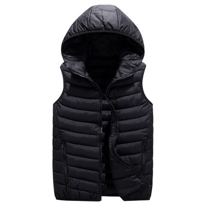Sieviešu slaidā veste, masīva ar kapuci ikdienas sieviešu vestes ar rāvējslēdzēju, kokvilnas polsterējumu un bezpiedurknēm.