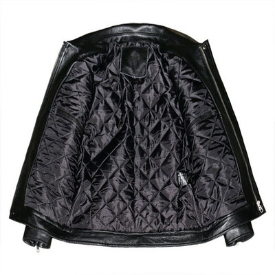 Vīriešu pavasara jaka Motociklistu jakas Vīriešu īstas ādas žakete Plāns modes motociklistu mētelis Govs ādas vīriešu apģērbs