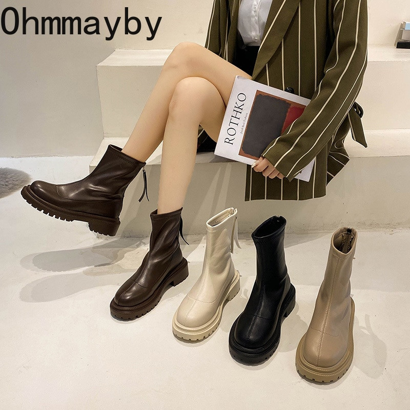 2022. gada rudens ziema Sieviešu puszābaki, modes kvadrātveida purngals, aizmugure ar rāvējslēdzēju, dāmu siltums, īsi zābaki, ikdienas kvadrātveida zempapēžu kurpes