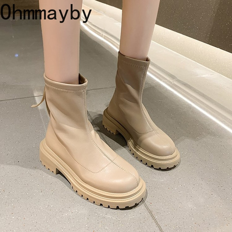 2022. gada rudens ziema Sieviešu puszābaki, modes kvadrātveida purngals, aizmugure ar rāvējslēdzēju, dāmu siltums, īsi zābaki, ikdienas kvadrātveida zempapēžu kurpes