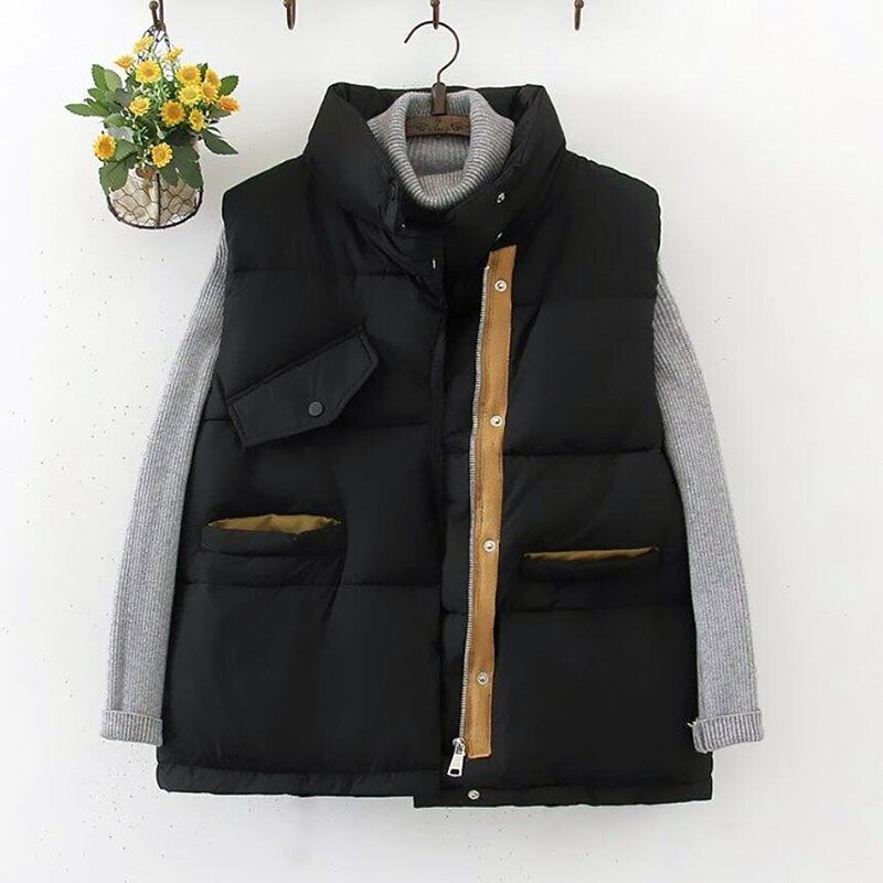 Νέο Φθινοπωρινό Χειμώνα Αμάνικο Μπουφάν μεγάλου μεγέθους Γυναικείο Κορεάτικο Μόδα Casual Γυναικείο Ωραίο Ζεστό Γυναικείο Γιλέκο Εξωτερικά Ενδύματα Φτηνές Χονδρική