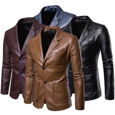 Vyriškas rudens naujas priežastinis senovinis odinis paltas Vyriškas aprangos dizainas motociklo dviratininko kišenė su užtrauktuku PU odinės striukės paltas