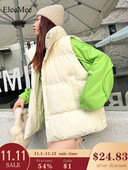 EleeMee sieviešu jaka bez piedurknēm kabata brīva sieviešu ziemas veste Jauna modes ikdienas ikdienas ietērps Stilīgs sieviešu virsdrēbes izmērs M-2XL