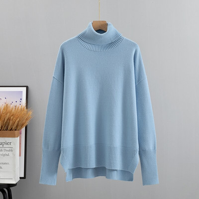 GIGOGOU Lielizmēra rudens sieviešu džemperis Modes brīvs trikotāžas gadījuma džemperis Biezs silts sieviešu ziemas džemperis