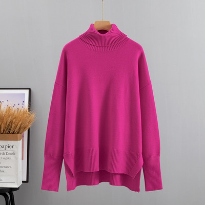 GIGOGOU Lielizmēra rudens sieviešu džemperis Modes brīvs trikotāžas gadījuma džemperis Biezs silts sieviešu ziemas džemperis