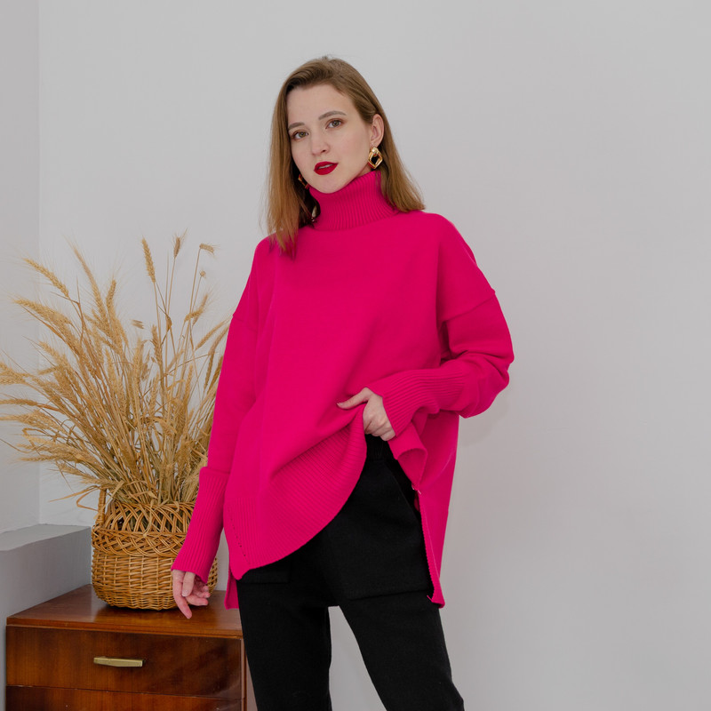 GIGOGOU Lielizmēra rudens sieviešu džemperis Modes brīvs trikotāžas gadījuma džemperis Biezs silts sieviešu ziemas džemperis