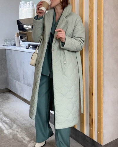 WOTWOY kokvilnas oderējums Argyle garā jaka sievietēm rudens ziemas jostas, biezi polsterēti parki sieviešu ikdienas stepēti mēteļi 2022. gada virsjaka