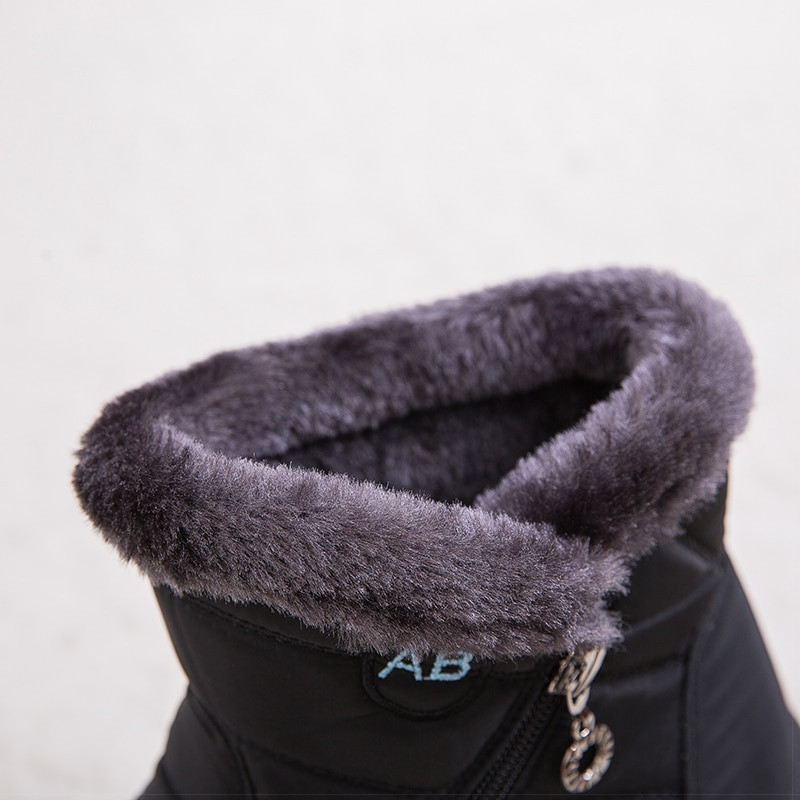 Sieviešu zābaki Super silti ziemas apavi Sievietēm Puszābaki Ūdensizturīgi Sniega Botas Mujer Īsi Melni Zemi Papēži Ziemas Zābaki Sieviešu