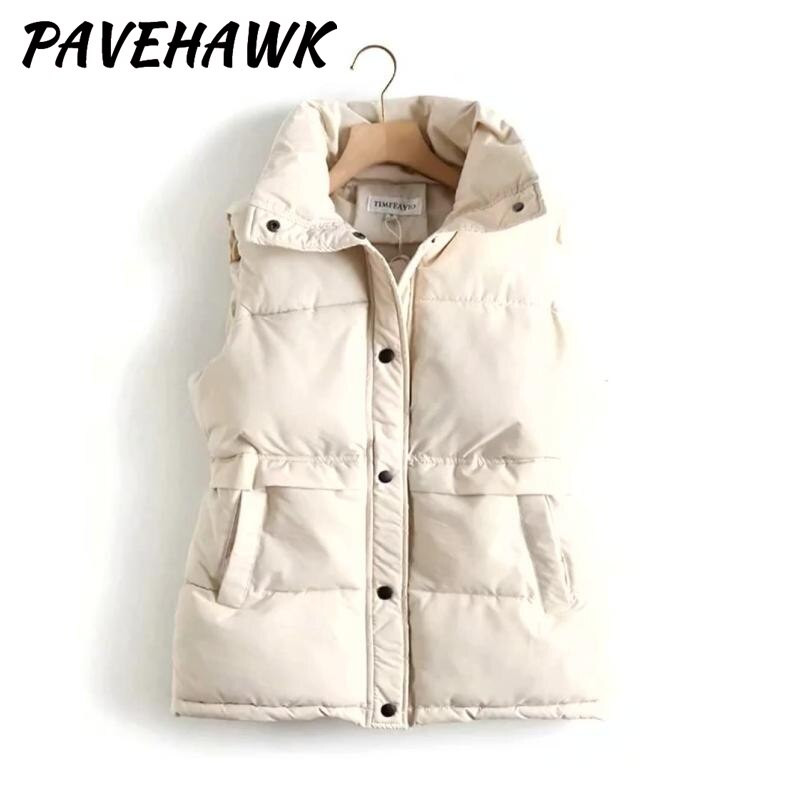 Sieviešu cieta vaļīga veste 2022. gada rudens ziemas stingra apkakle Eleganta, silti virsdrēbes bez piedurknēm Sieviešu dūnu vestes Parkas Jakas