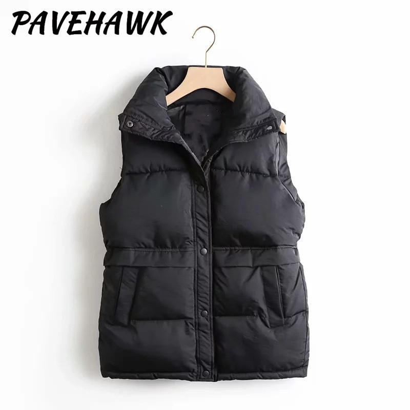 Sieviešu cieta vaļīga veste 2022. gada rudens ziemas stingra apkakle Eleganta, silti virsdrēbes bez piedurknēm Sieviešu dūnu vestes Parkas Jakas