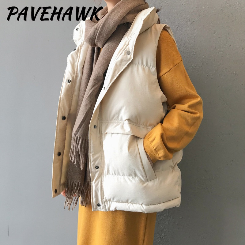 Sieviešu cieta vaļīga veste 2022. gada rudens ziemas stingra apkakle Eleganta, silti virsdrēbes bez piedurknēm Sieviešu dūnu vestes Parkas Jakas