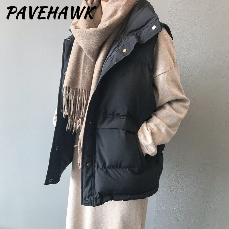 Sieviešu cieta vaļīga veste 2022. gada rudens ziemas stingra apkakle Eleganta, silti virsdrēbes bez piedurknēm Sieviešu dūnu vestes Parkas Jakas