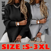 We.Smalki trikotāžas sieviešu džemperis New Basic Sexy sieviešu džemperis ar O veida kakla izgriezumu Brīvais laiks Stilīgi džemperi Sieviešu brīvs sieviešu džemperis