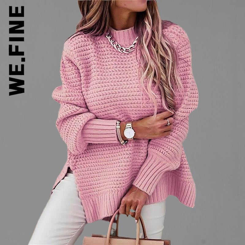 We.Smalki trikotāžas sieviešu džemperis New Basic Sexy sieviešu džemperis ar O veida kakla izgriezumu Brīvais laiks Stilīgi džemperi Sieviešu brīvs sieviešu džemperis