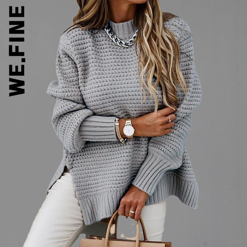 We.Smalki trikotāžas sieviešu džemperis New Basic Sexy sieviešu džemperis ar O veida kakla izgriezumu Brīvais laiks Stilīgi džemperi Sieviešu brīvs sieviešu džemperis