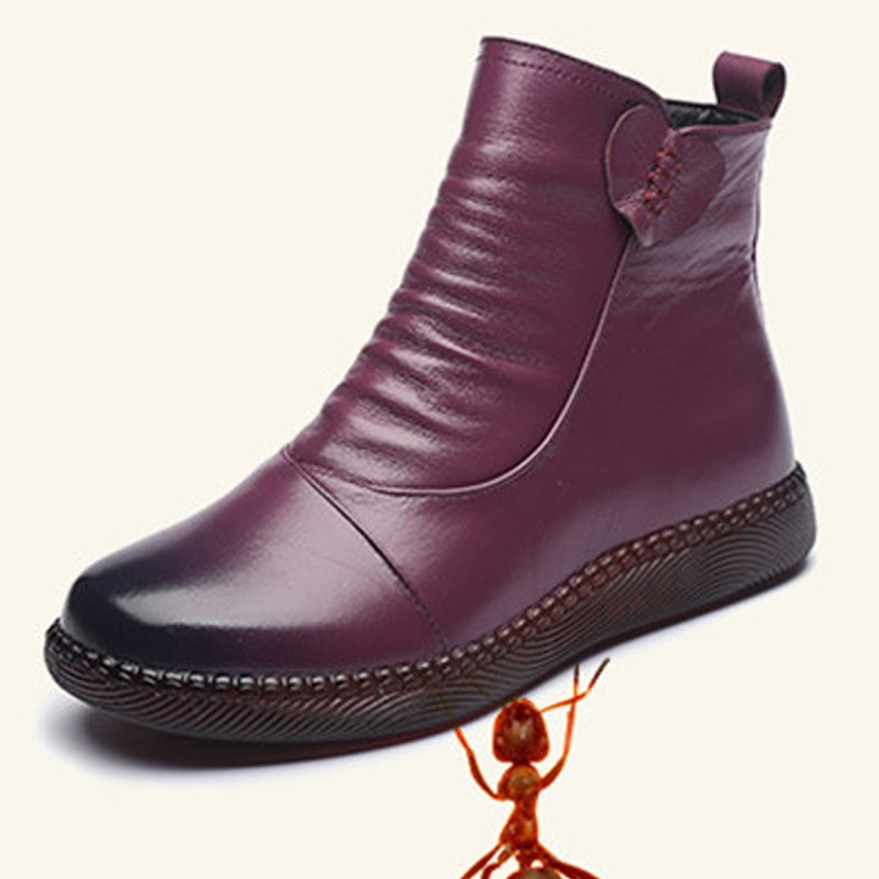 BEYARNE 2020 rudens Sieviešu apavi Ādas zābaki Sieviešu Modes Ziemas zābaki Sieviešu Plakani Neslīdoši Silti Apavi ar biezu zoli sievietēm