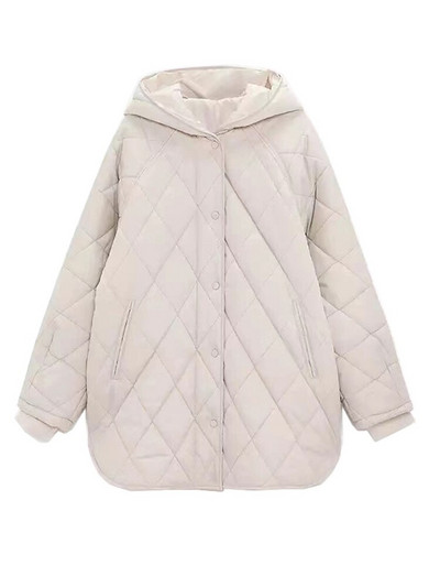 XNWMNZ 2021. ziemas lielizmēra modes retro rūtains parks ar kapuci sievietēm, ikdienas kabatas, kokvilnas jakas, mētelis, brīvi gari sieviešu apģērbi